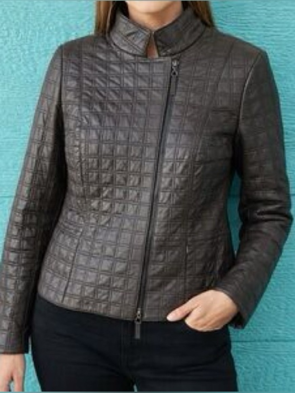 Worth New York Genuine Leather Quilted Jacket